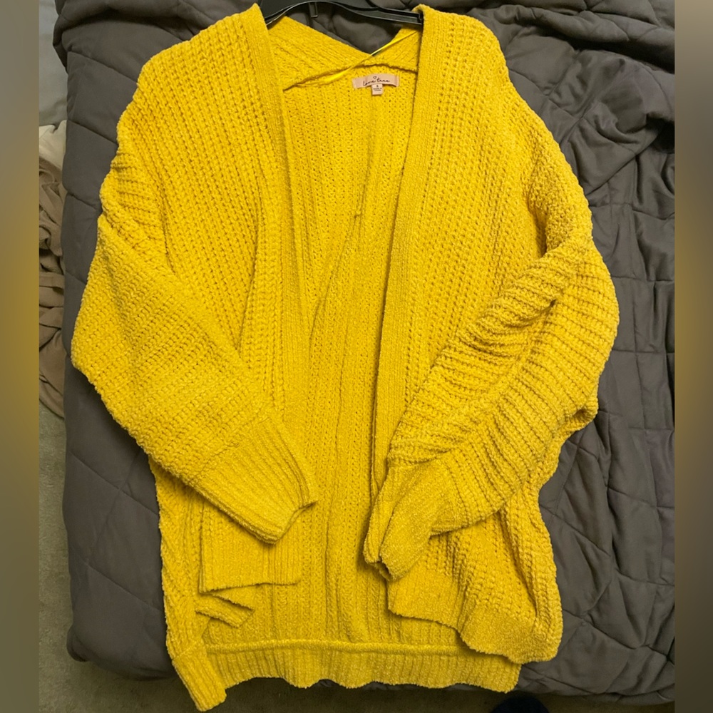 Yellow, soft, knit cardigan. Size small